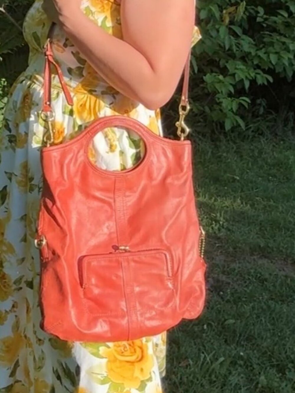 Coach Ergo Leather Tote 12250 Coral Kisslock Crossbody Shoulder Bag Clutch - Picture 8 of 12